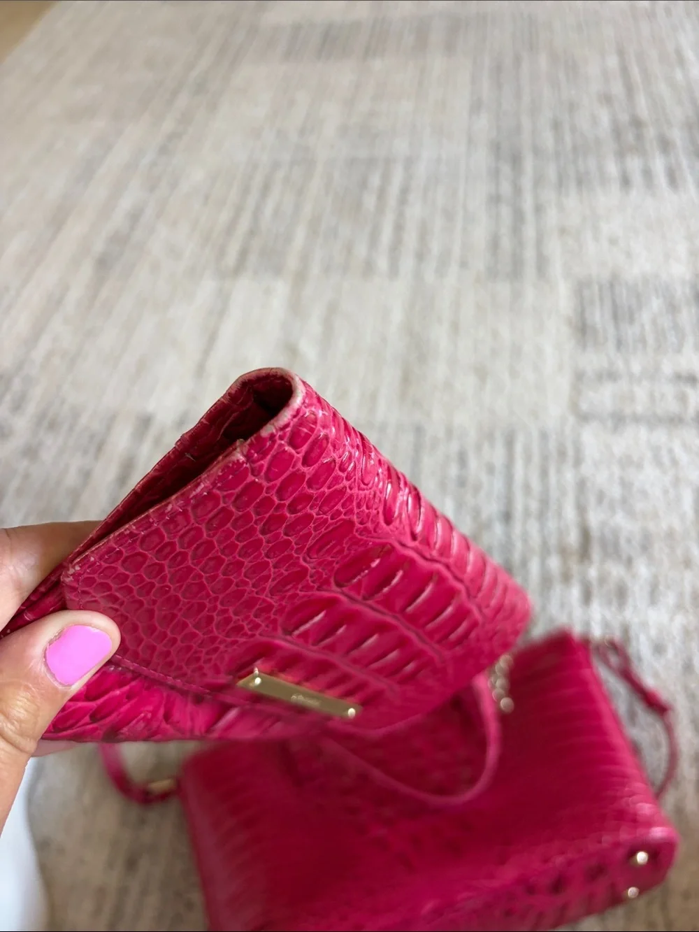 Brahmin Croc-Embossed Shoulder Tote & Wallet - Fuchsia Pink